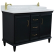 49 in. Double Wooden Vanity Dark Gray with White Quartz Round Sink