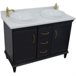 49 in. Double Wooden Vanity Dark Gray with White Quartz Round Sink