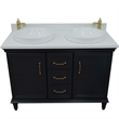 49 in. Double Wooden Vanity Dark Gray with White Quartz Round Sink