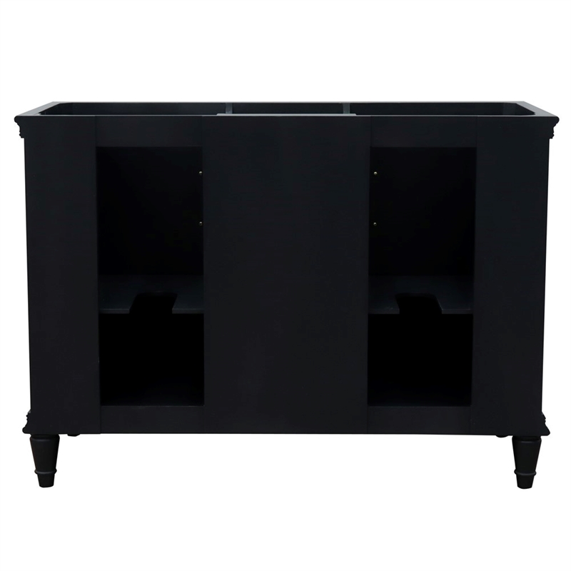 49 in. Double Wooden Vanity Dark Gray with White Quartz Round Sink