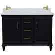 49 in. Double Wooden Vanity Dark Gray with White Quartz Round Sink