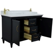 49 in. Double Wooden Vanity Dark Gray with White Quartz Round Sink