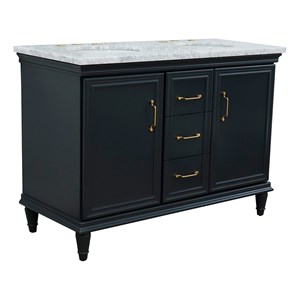 49 in. Double Wooden Vanity Dark Gray with White Carrara Oval Sink