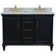 49 in. Double Wooden Vanity Dark Gray with White Carrara Rectangle Sink