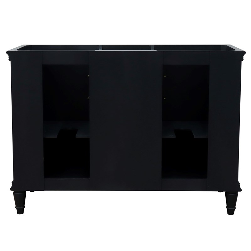 49 in. Double Wooden Vanity Dark Gray with White Carrara Rectangle Sink