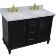 49 in. Double Wooden Vanity Dark Gray with White Carrara Rectangle Sink