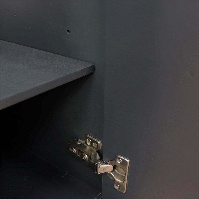 49 in. Double Wooden Vanity Dark Gray with White Carrara Rectangle Sink