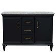 49 in. Double Wooden Vanity Dark Gray with White Carrara Rectangle Sink