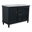 49 in. Double Wooden Vanity Dark Gray with White Carrara Rectangle Sink