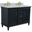 49 in. Double Wooden Vanity Dark Gray with White Carrara Rectangle Sink