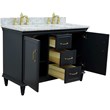49 in. Double Wooden Vanity Dark Gray with White Carrara Rectangle Sink