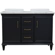 49 in. Double Wooden Vanity Dark Gray with White Carrara Round Sink