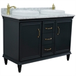 49 in. Double Wooden Vanity Dark Gray with White Carrara Round Sink