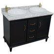 49 in. Double Wooden Vanity Dark Gray with White Carrara Round Sink
