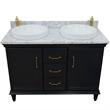 49 in. Double Wooden Vanity Dark Gray with White Carrara Round Sink