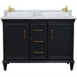 49 in. Double Wooden Vanity Dark Gray with White Carrara Round Sink