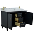 49 in. Double Wooden Vanity Dark Gray with White Carrara Round Sink