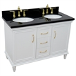 49 in. Double Wooden Vanity White with Black Galaxy Oval Sink