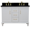 49 in. Double Wooden Vanity White with Black Galaxy Oval Sink