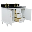 49 in. Double Wooden Vanity White with Black Galaxy Oval Sink