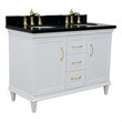 49 in. Double Wooden Vanity White with Black Galaxy Oval Sink