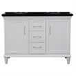 49 in. Double Wooden Vanity White with Black Galaxy Oval Sink