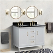 49 in. Double Wooden Vanity White with Black Galaxy Rectangle Sink