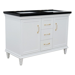 49 in. Double Wooden Vanity White with Black Galaxy Rectangle Sink