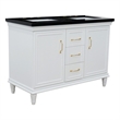 49 in. Double Wooden Vanity White with Black Galaxy Rectangle Sink