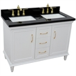 49 in. Double Wooden Vanity White with Black Galaxy Rectangle Sink