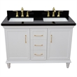 49 in. Double Wooden Vanity White with Black Galaxy Rectangle Sink