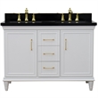 49 in. Double Wooden Vanity White with Black Galaxy Rectangle Sink