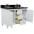 49 in. Double Wooden Vanity White with Black Galaxy Rectangle Sink