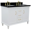 49 in. Double Wooden Vanity White with Black Galaxy Rectangle Sink