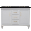 49 in. Double Wooden Vanity White with Black Galaxy Rectangle Sink