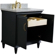 31 in. Single Wooden Vanity  Dark Gray with Gray Granite Oval Sink