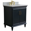31 in. Single Wooden Vanity  Dark Gray with Gray Granite Oval Sink