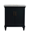 31 in. Single Wooden Vanity  Dark Gray with Gray Granite Oval Sink