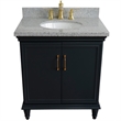 31 in. Single Wooden Vanity  Dark Gray with Gray Granite Oval Sink