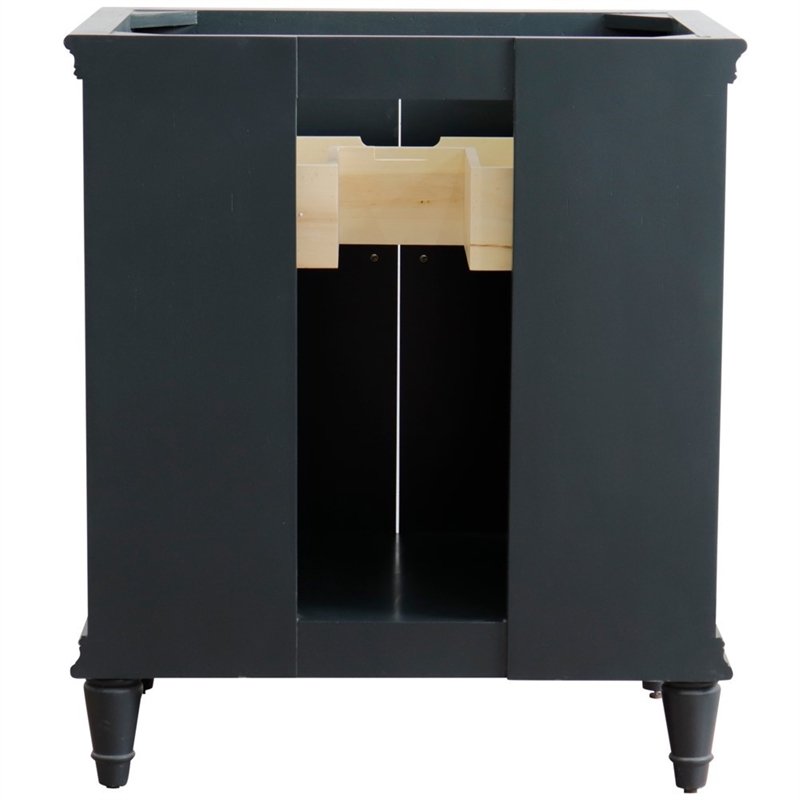 31 in. Single Wooden Vanity  Dark Gray with Gray Granite Oval Sink