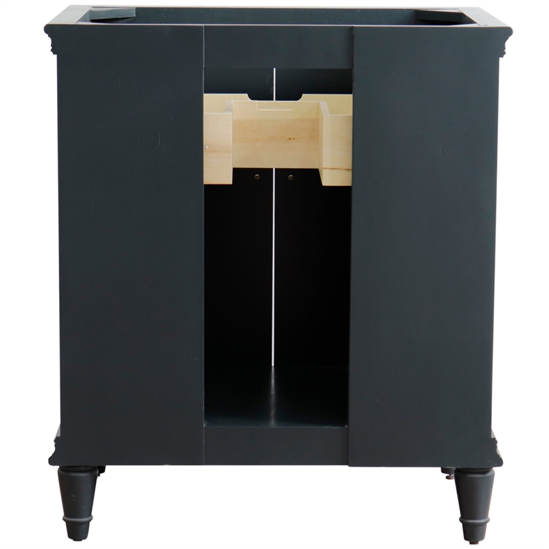 31 in. Single Wooden Vanity  Dark Gray with Gray Granite Rectangle Sink