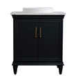 31 in. Single Wooden Vanity  Dark Gray with White Carrara Rectangle Sink