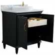 31 in. Single Wooden Vanity  Dark Gray with White Carrara Rectangle Sink