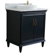 31 in. Single Wooden Vanity  Dark Gray with White Carrara Rectangle Sink