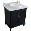 31 in. Single Wooden Vanity  Dark Gray with White Carrara Rectangle Sink