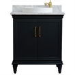 31 in. Single Wooden Vanity  Dark Gray with White Carrara Rectangle Sink