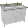 49 in. Double Wooden Vanity White with Gray Granite Oval Sink