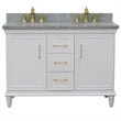 49 in. Double Wooden Vanity White with Gray Granite Oval Sink