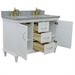 49 in. Double Wooden Vanity White with Gray Granite Oval Sink