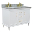 49 in. Double Wooden Vanity White with Gray Granite Oval Sink